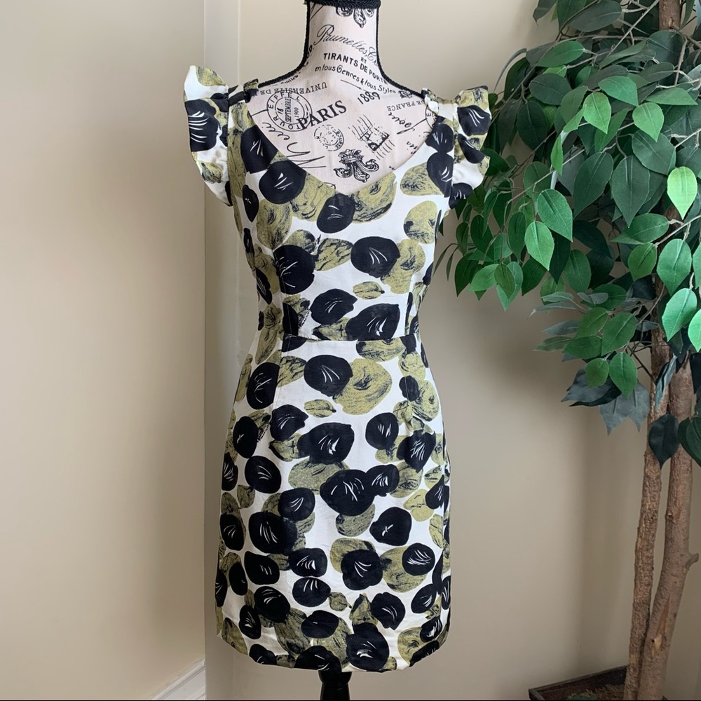 Anthropologie Leifsdottir Silk Blend Leaf Dress Green Sz 6